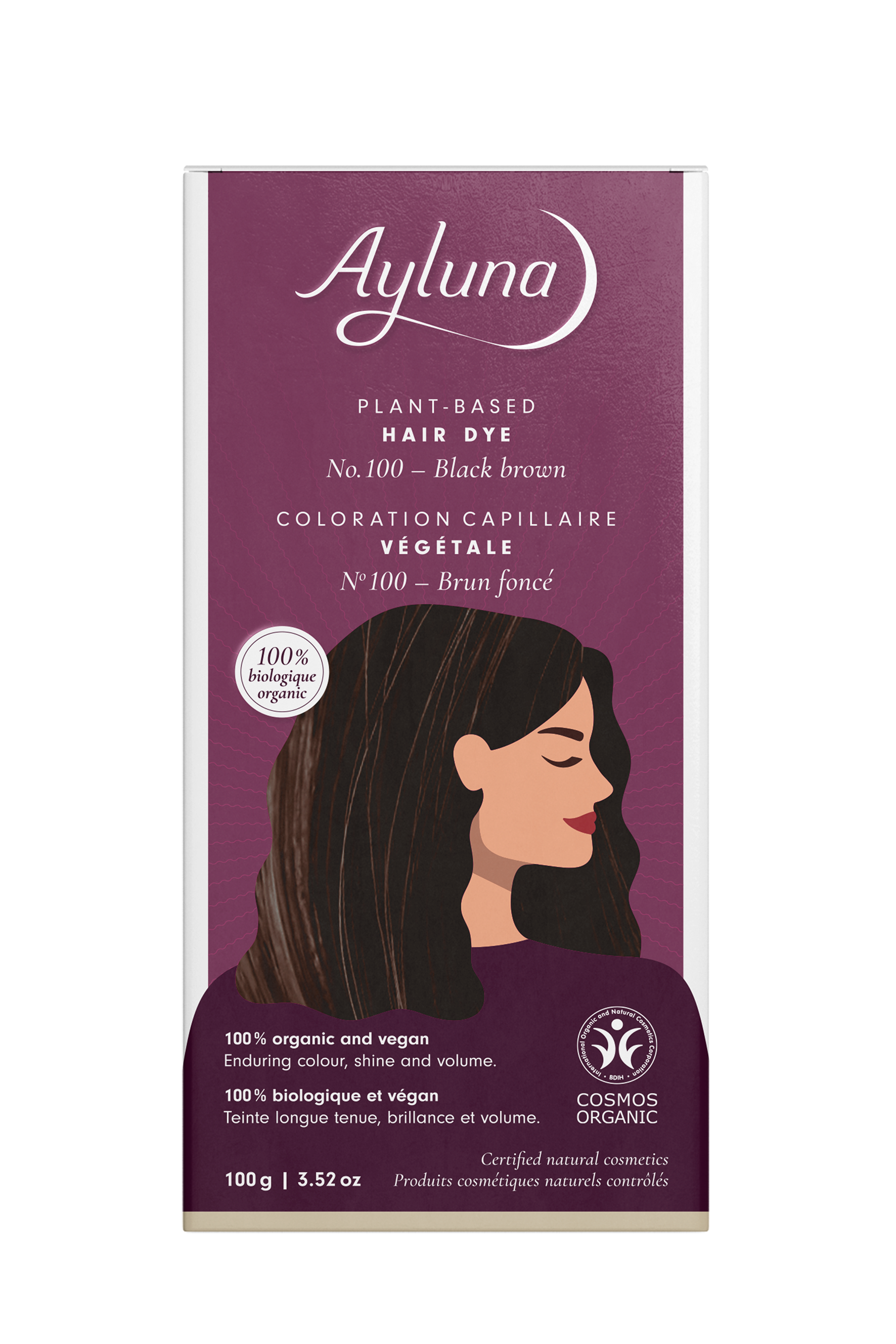 PLANT-BASED HAIR DYE NO. 100, BLACK BROWN